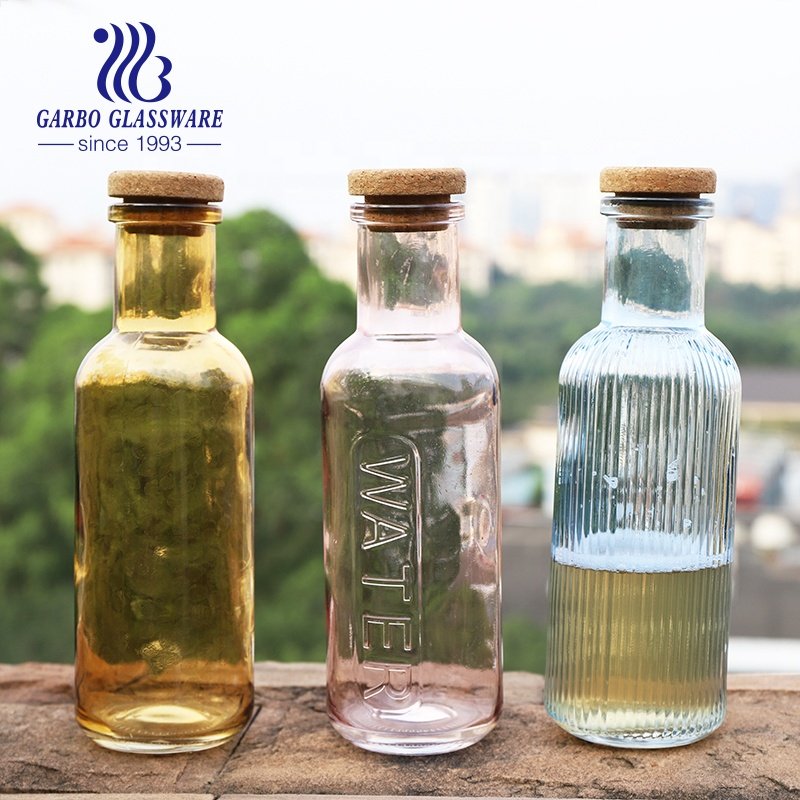 Newest design spray color glasses bottles with wooden lid milk jug for home china supplier water bottler with low moq