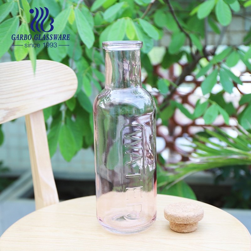 Newest design spray color glasses bottles with wooden lid milk jug for home china supplier water bottler with low moq