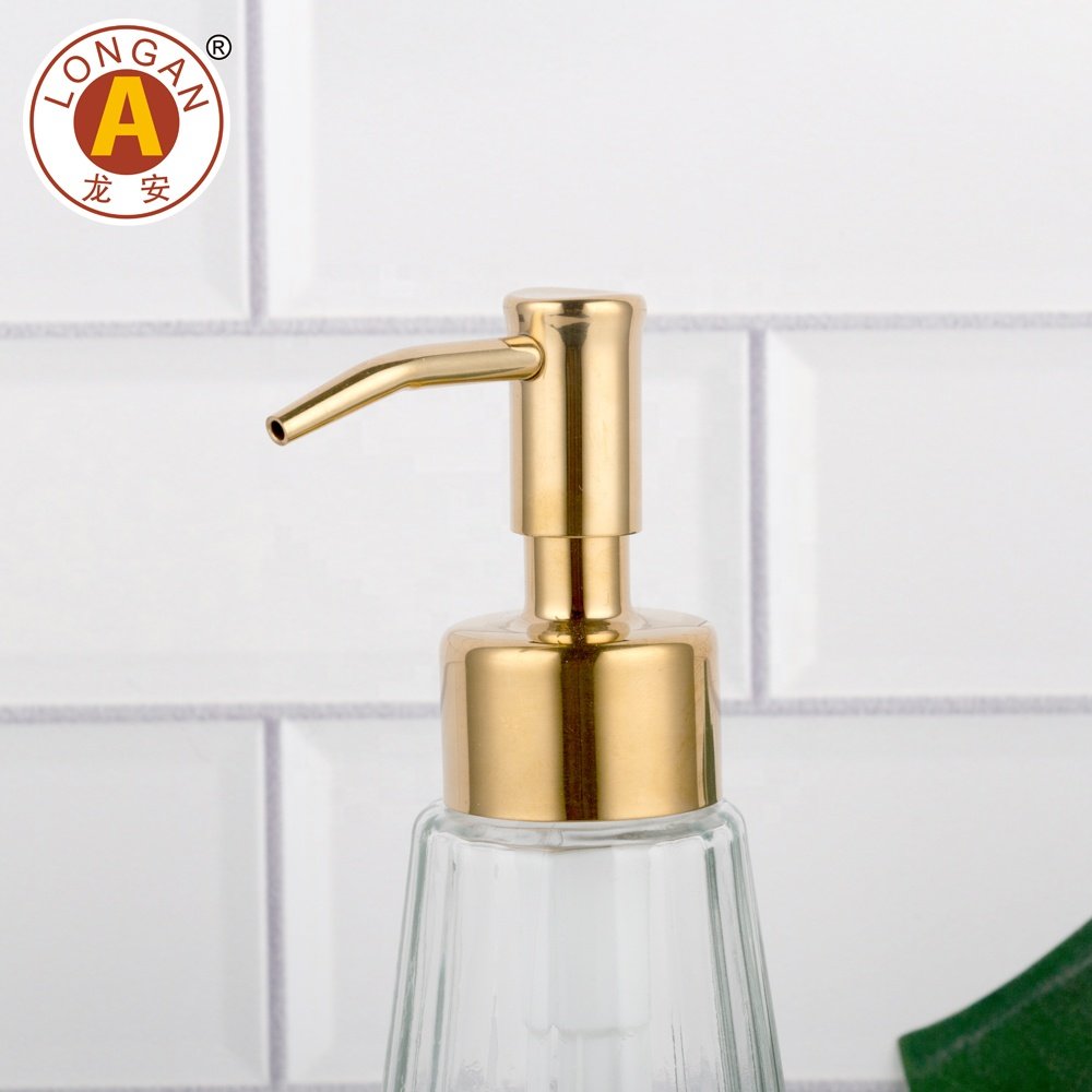 Factory Made 350ML 300ML 450ML Clear Wholesale Fancy Lid Glass Soap Bottle With White Pump
