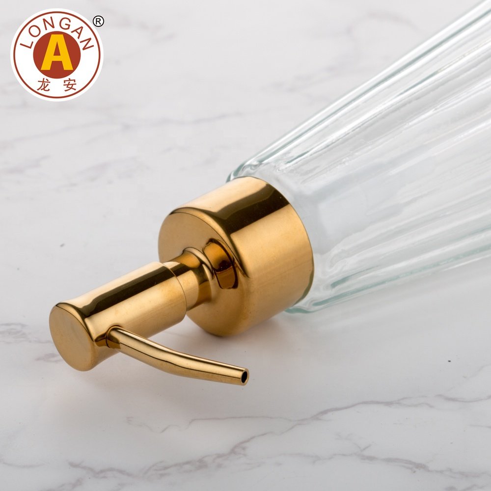 Factory Made 350ML 300ML 450ML Clear Wholesale Fancy Lid Glass Soap Bottle With White Pump