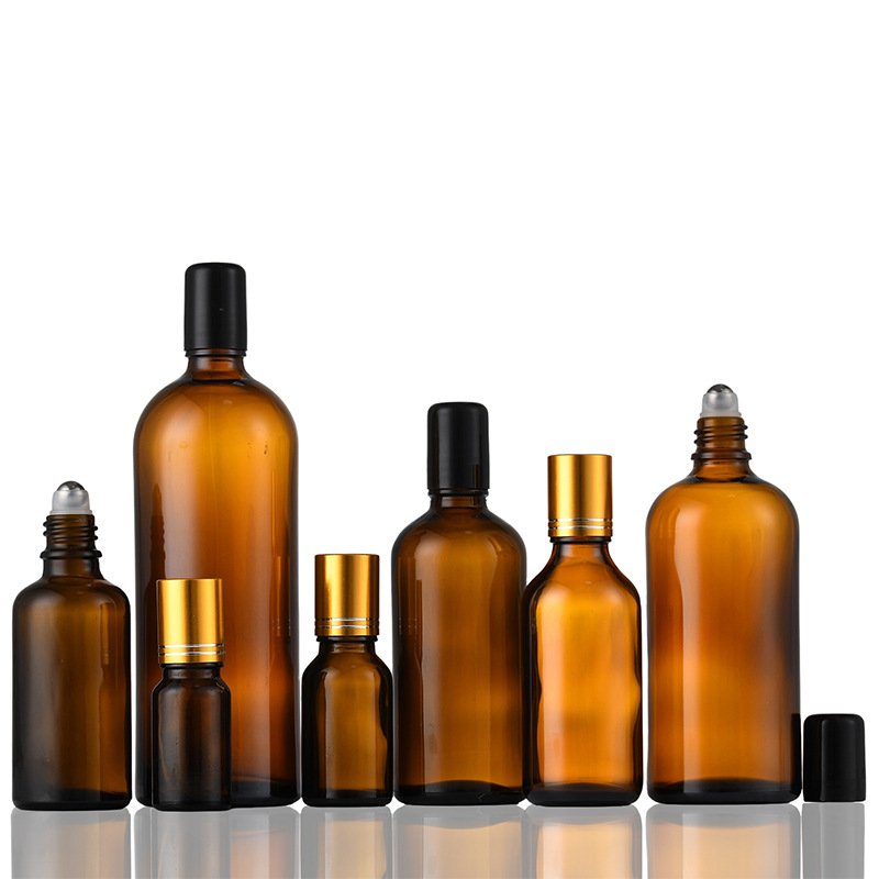 5ml 10ml 30ml 50ml 150ml 220ml amber clear round perfume roll on glass bottle attar with metal roller bottle for essential oil