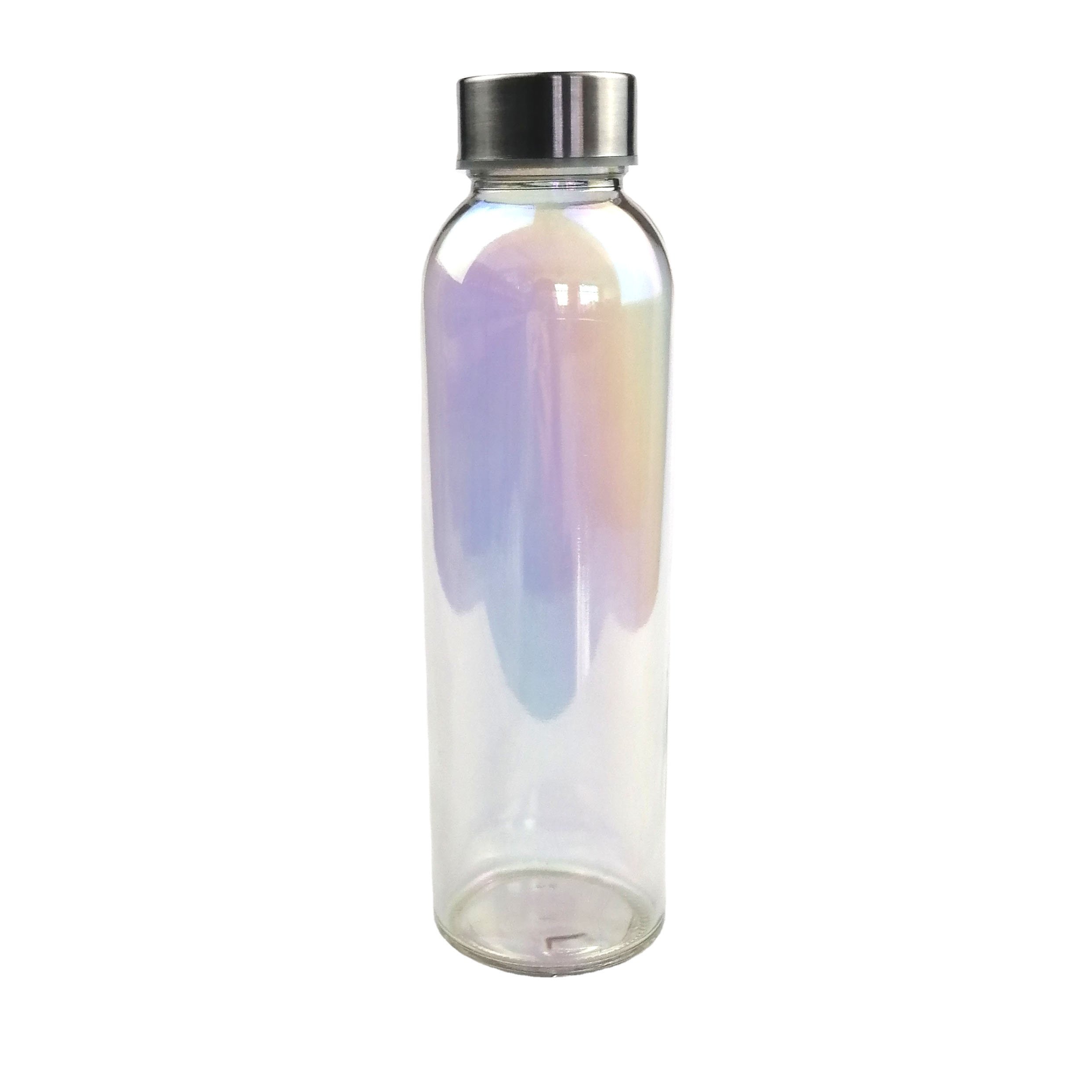 New design bottle 16oz 14oz 10oz Iridescent Glass Water Bottle With Lid