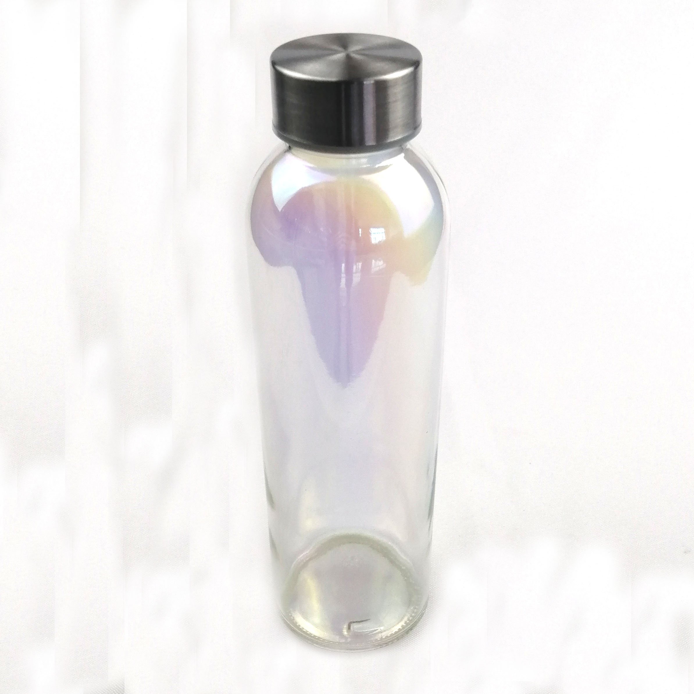 New design bottle 16oz 14oz 10oz Iridescent Glass Water Bottle With Lid