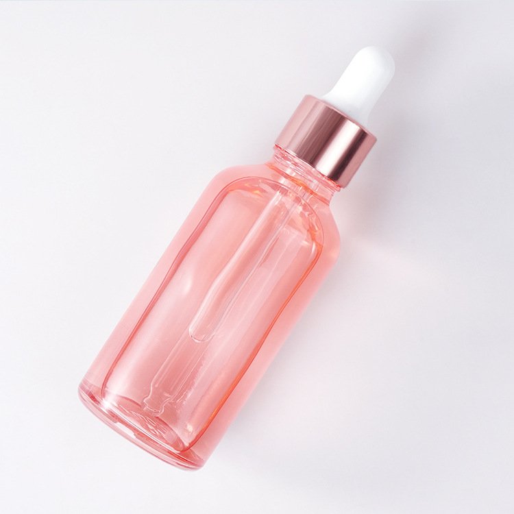 30ml 2oz Pink Luxury Clear Glass Eye Dropper Bottle for Cosmetic Essential Oil Bottle Rose gold