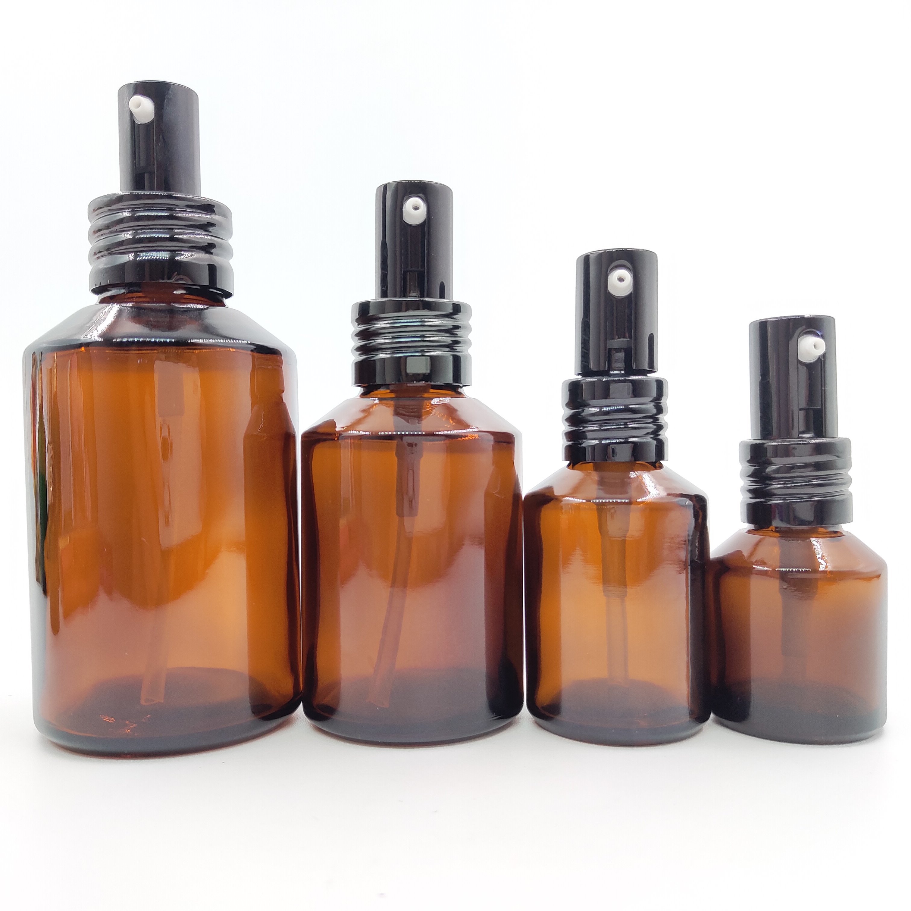 amber glass 30ml 60ml 120ml empty spray perfume bottles Lotion bottle with black cap 30g 50g jar