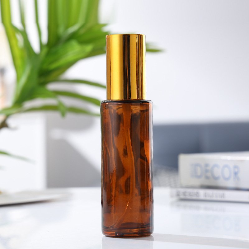 Wholesale glass perfume bottle 20ml 30ml 40ml 50ml 60ml 80ml 100ml 120ml amber glass bottle with gold aluminum sprayer cap