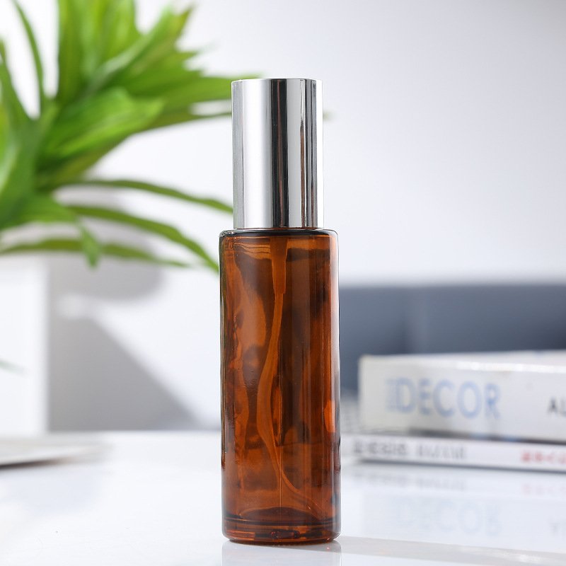 Wholesale glass perfume bottle 20ml 30ml 40ml 50ml 60ml 80ml 100ml 120ml amber glass bottle with gold aluminum sprayer cap
