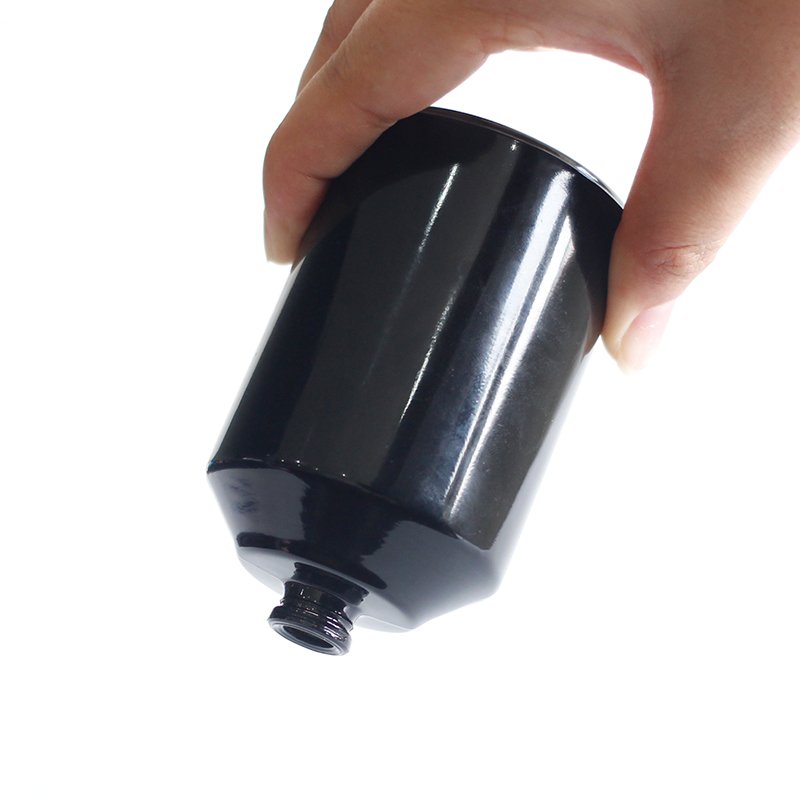 Amber Blue perfume bottle Cylindrical Thick Glass parfum bottle spray bottle with Wood Lid