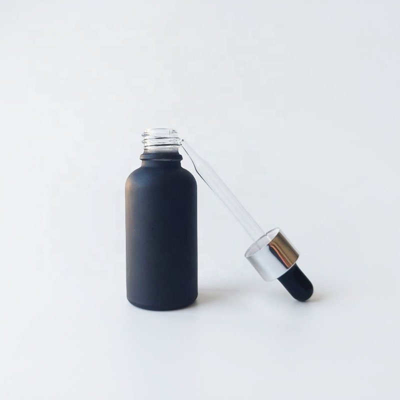 10ml 15ml 30ml 50ml 100ml matte black glass dropper bottles with gold collar essential oil bottle beard oil dropper bottle