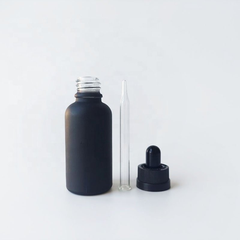 10ml 15ml 30ml 50ml 100ml matte black glass dropper bottles with gold collar essential oil bottle beard oil dropper bottle