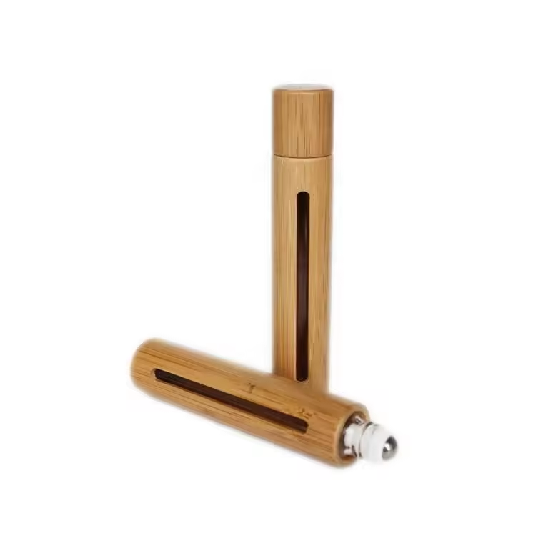 10ml Mini Bamboo Perfume Bottle Essential Oil Bamboo Roll On Bottle customized Shanghai Bropack