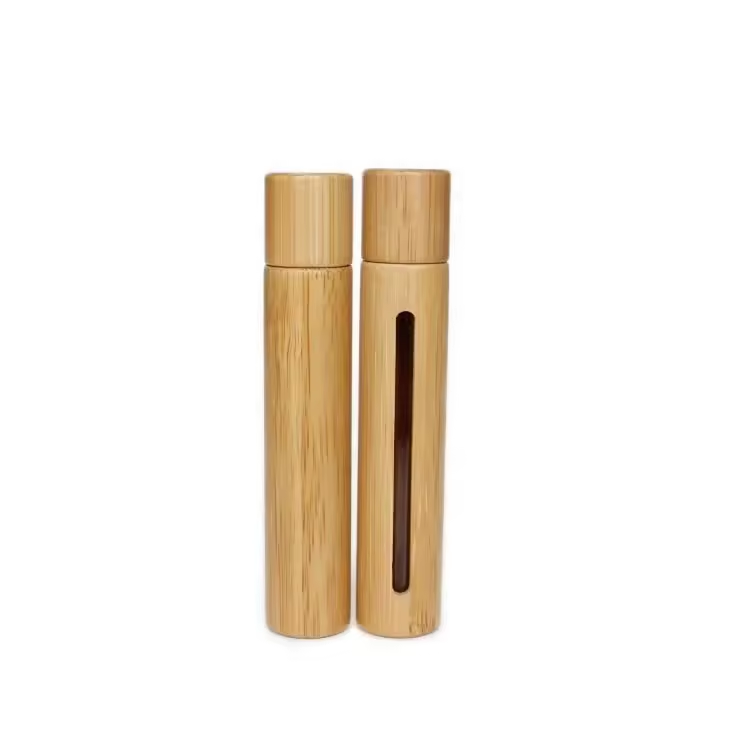 10ml Mini Bamboo Perfume Bottle Essential Oil Bamboo Roll On Bottle customized Shanghai Bropack
