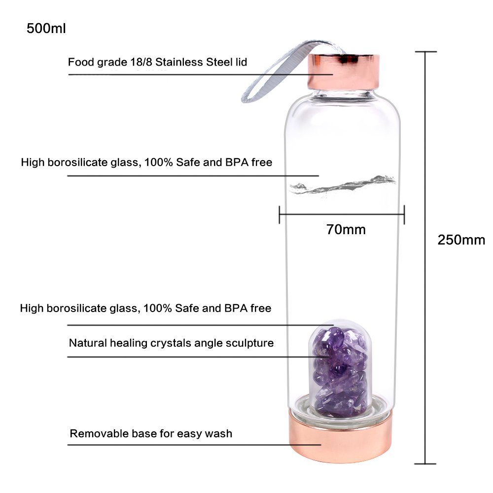 Wholesale crystal chips Rose Quartz water bottle energy glass crystal water bottle