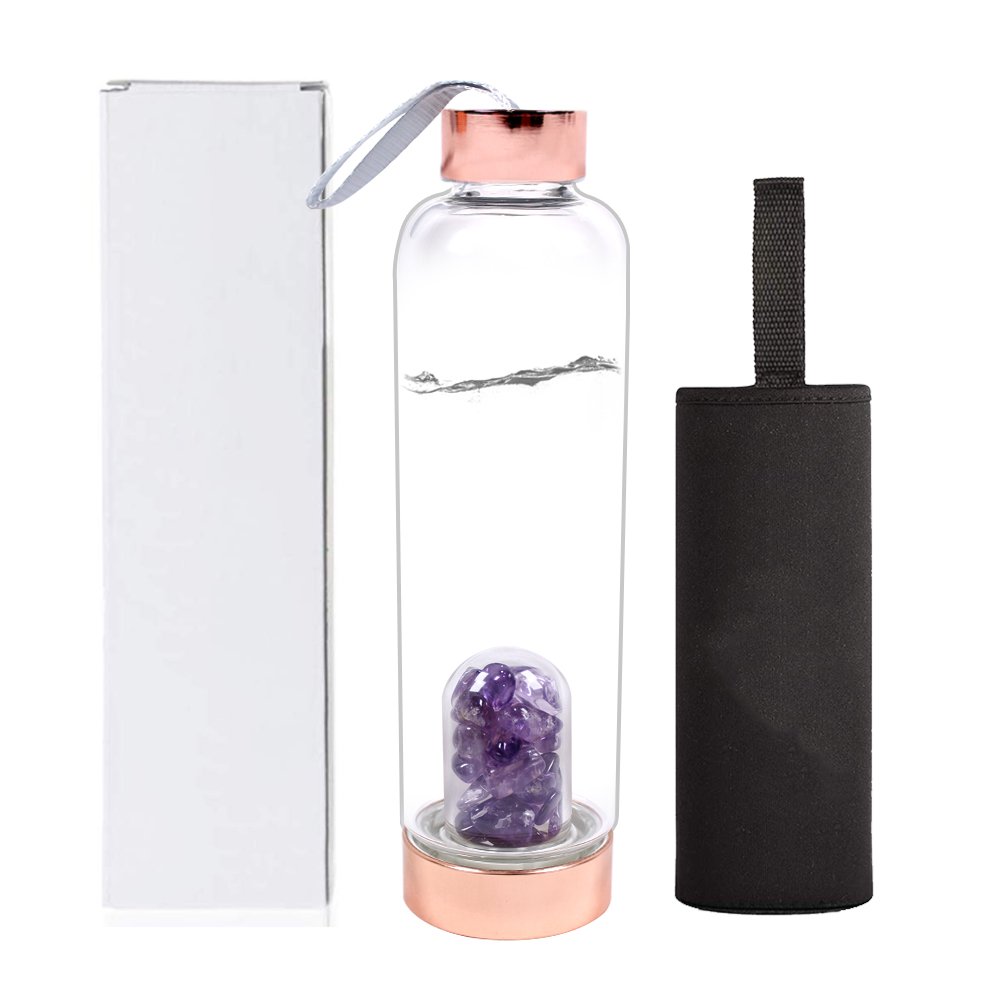 Wholesale crystal chips Rose Quartz water bottle energy glass crystal water bottle