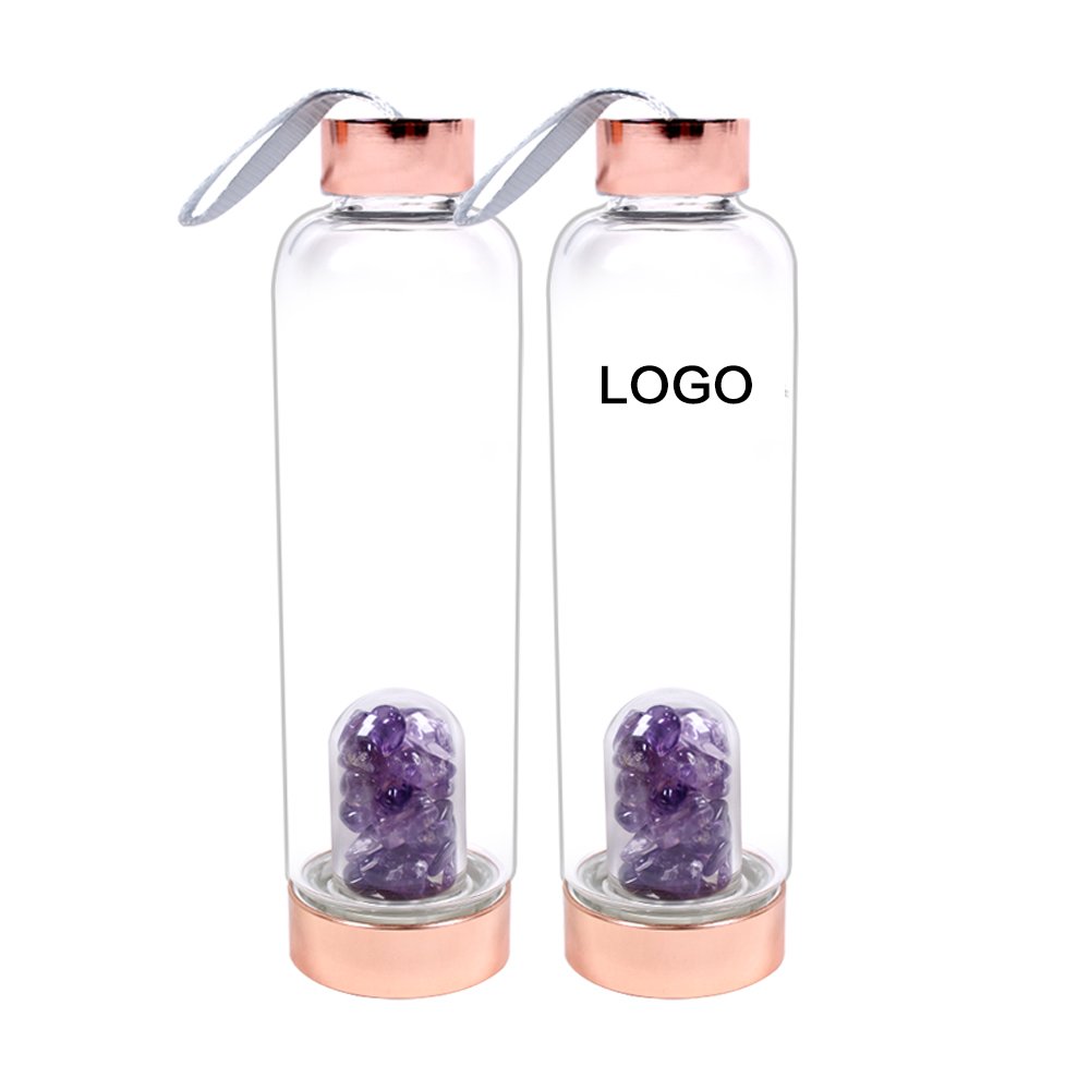 Wholesale crystal chips Rose Quartz water bottle energy glass crystal water bottle