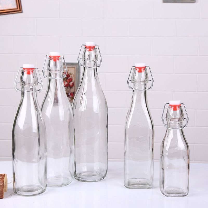 12oz 16oz 34 oz Clear/amber/blue Glass Bottles Swing flip top Cap cover sealing lock lid for milk beveage sauce liquor/alcohol