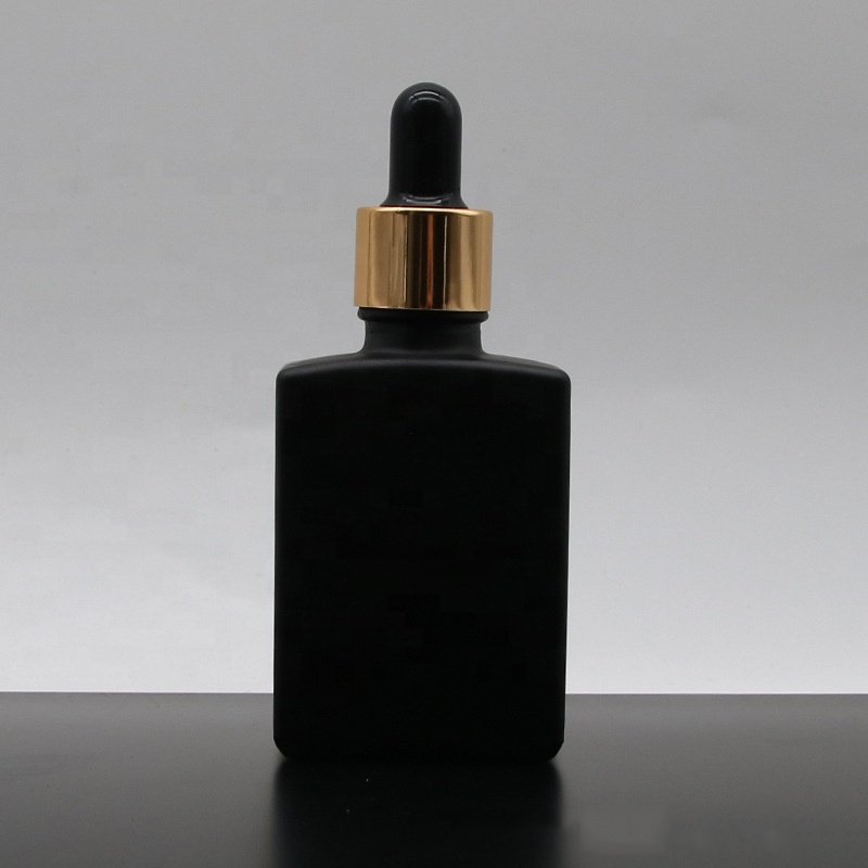 Custom Colour 30ml 50ml Flat Square Rectangle Cosmetic Clear Glass Dropper Serum Essential Oil Bottle With Dropper for sale