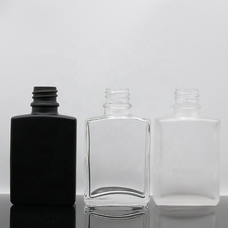Custom Colour 30ml 50ml Flat Square Rectangle Cosmetic Clear Glass Dropper Serum Essential Oil Bottle With Dropper for sale