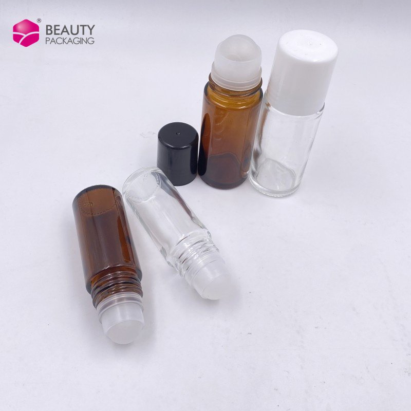 30ml 50ml clear amber roll on deodorant glass bottle with roller ball