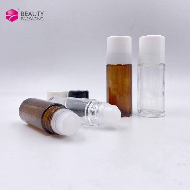 30ml 50ml clear amber roll on deodorant glass bottle with roller ball