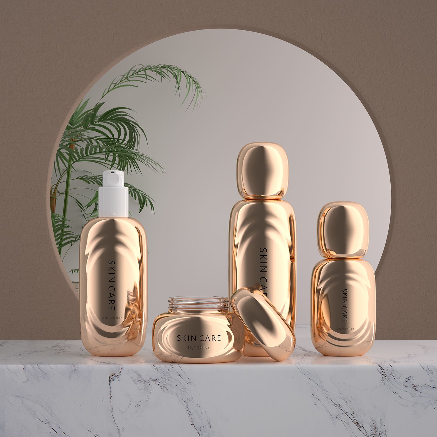 50g 30ml 50ml 100ml 120ml luxury cosmetics packaging glass bottle sets plastic lid skincare cream jar and pump spray bottle set