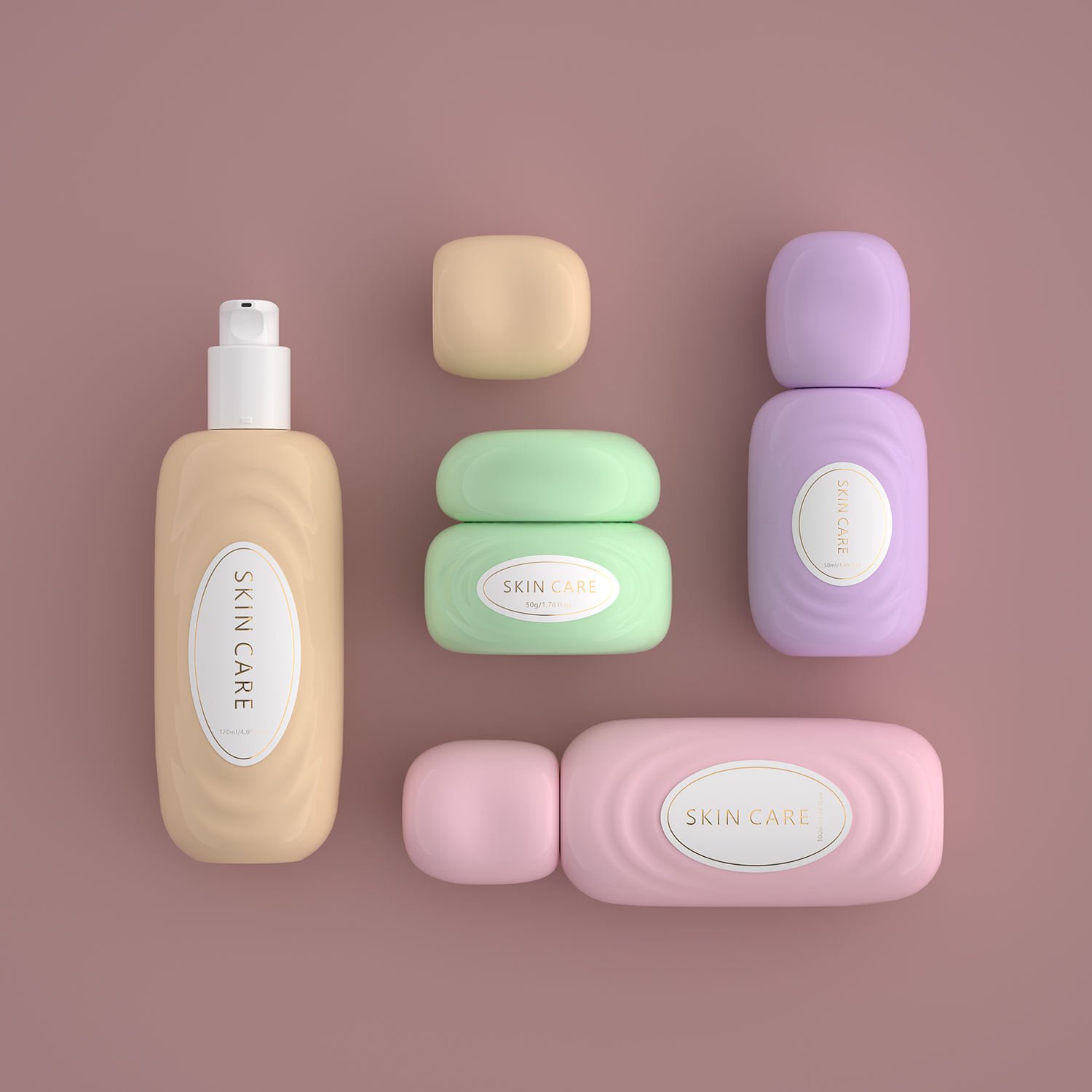 50g 30ml 50ml 100ml 120ml luxury cosmetics packaging glass bottle sets plastic lid skincare cream jar and pump spray bottle set