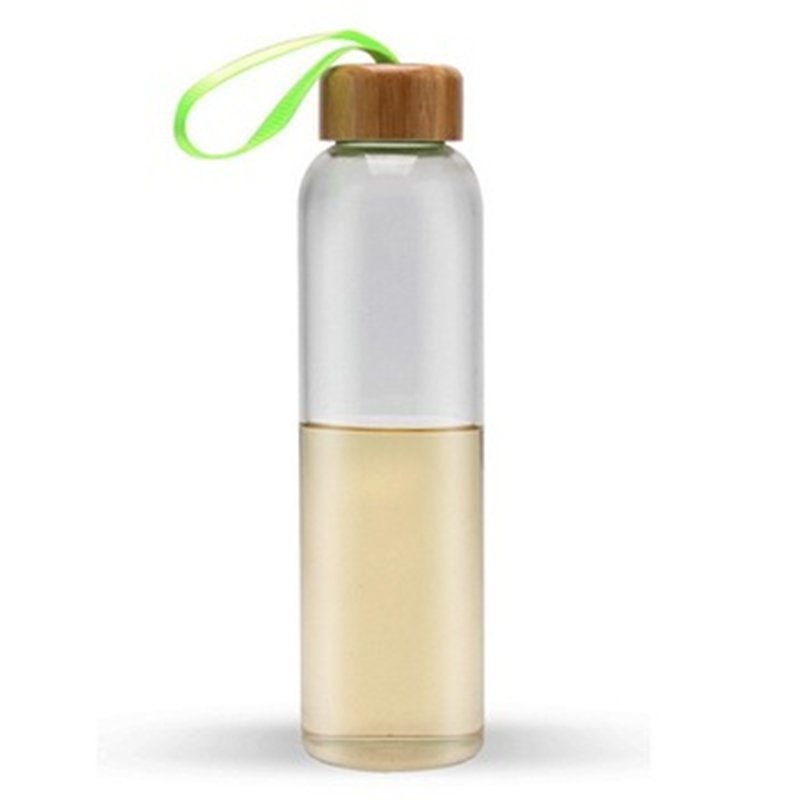 bamboo lid water 1 liter glass bottle, sport bottle custom with designed silicone covers and portable string