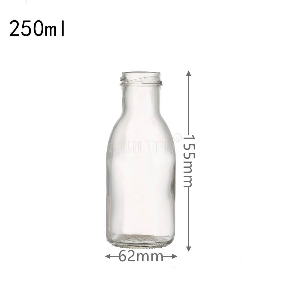 Wholesale Transparent Frosted 250ml Beverage Sauce Juice Coffee Glass Bottles