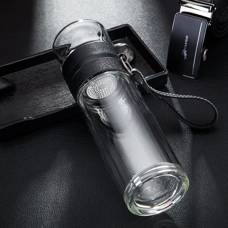 High Borosilicate Double Layer Luxury Glass Bottles Tea Coffee Portable Glass Bottle