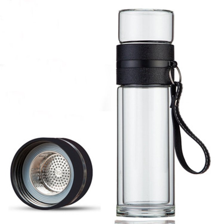 High Borosilicate Double Layer Luxury Glass Bottles Tea Coffee Portable Glass Bottle