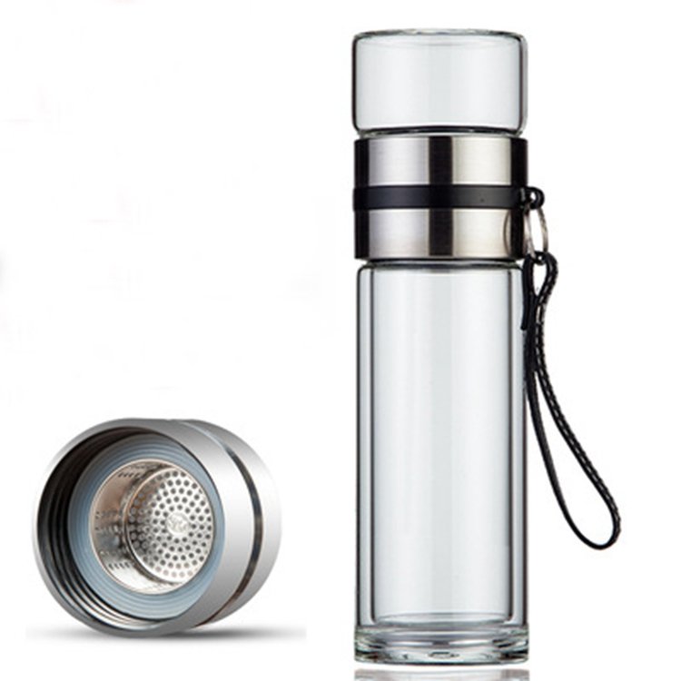 High Borosilicate Double Layer Luxury Glass Bottles Tea Coffee Portable Glass Bottle