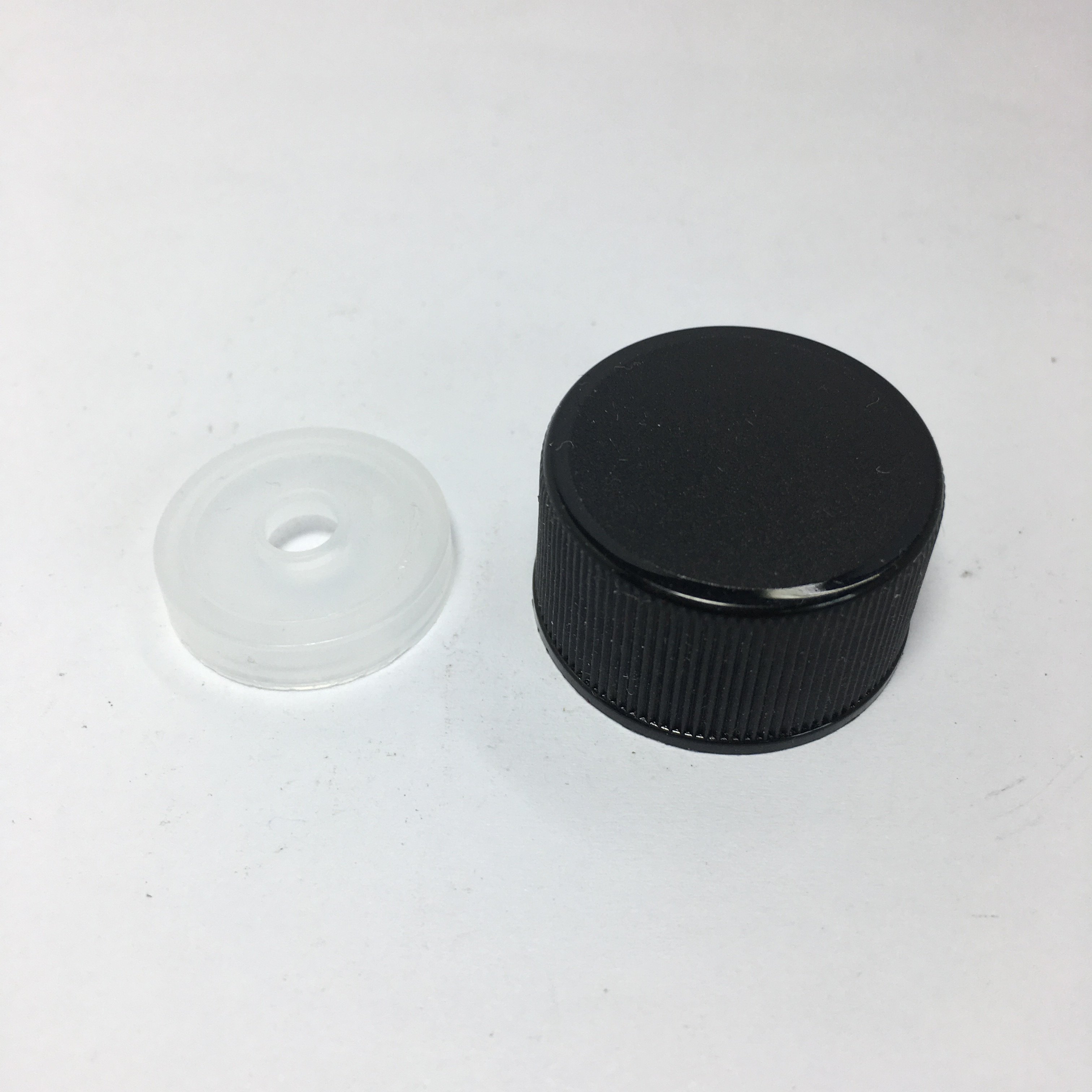 150ml 5oz transparent glass sauce woozy bottle with 24-414 black screw cap and insert