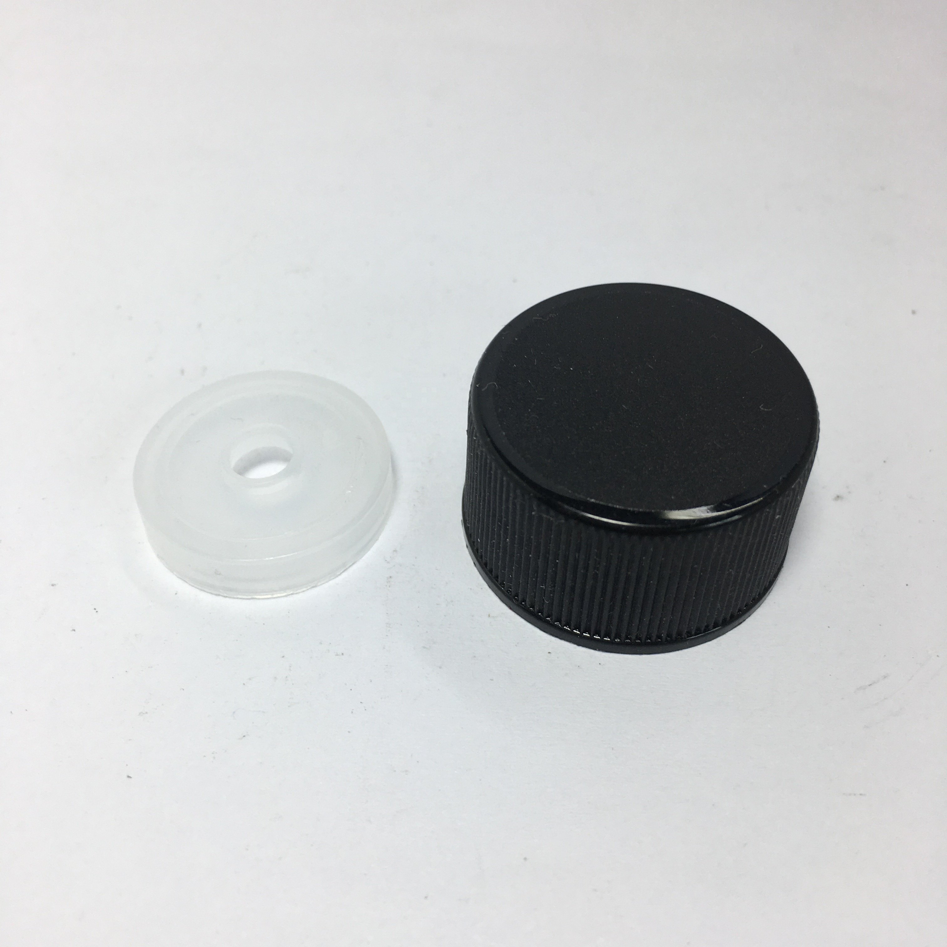 150ml 5oz transparent glass sauce woozy bottle with 24-414 black screw cap and insert
