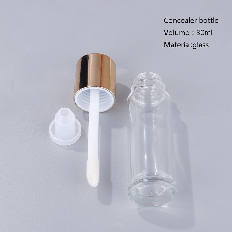 Cylinder Soft 30ml Glass Concealer Foundation Bottle With Brush Cosmetic Lip Gloss Liquid Bottle With Applicator Wands