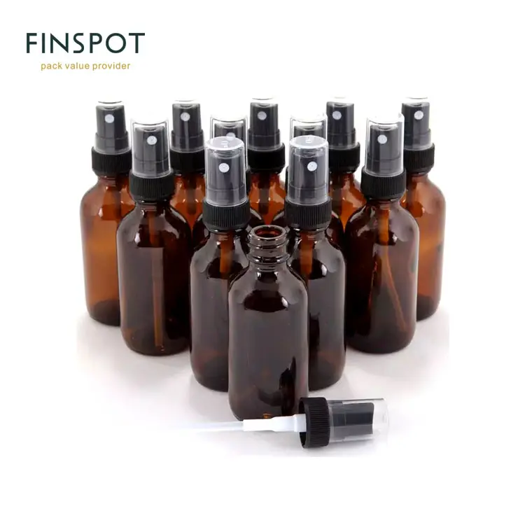 Quality Assurance 15ml 30ml 50ml 100ml Brown Glass Essential Oil Bottle Refill Amber Mist Spray Bottle with Black Aluminum Cap