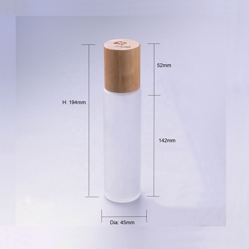 Factory Price 30ml 50ml 100ml 120ml 150ml spray pump lotion Frosted diffuser shampoo Lotion glass bottle with Bamboo Cap