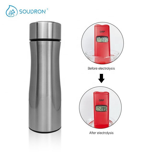 SOUDRON 304 Stainless Steel Minerals Filtered Water Flask Alkaline Hydrogen Water Glass Ionized Water Bottle