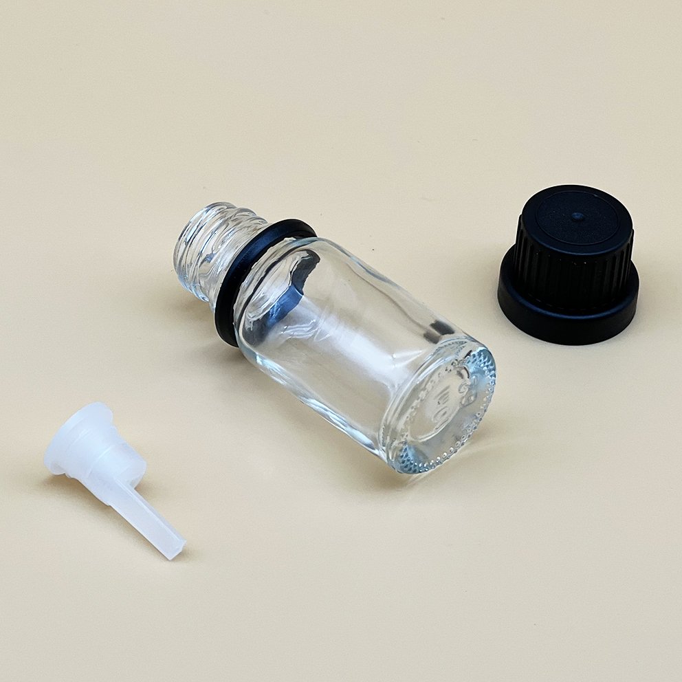 Childproof tamper evident screw cap 10ml clear white essential oil aromatherapy glass bottle with orifice reducer