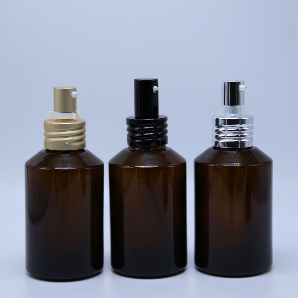 matt black slant shoulder glass spray bottles cream jars