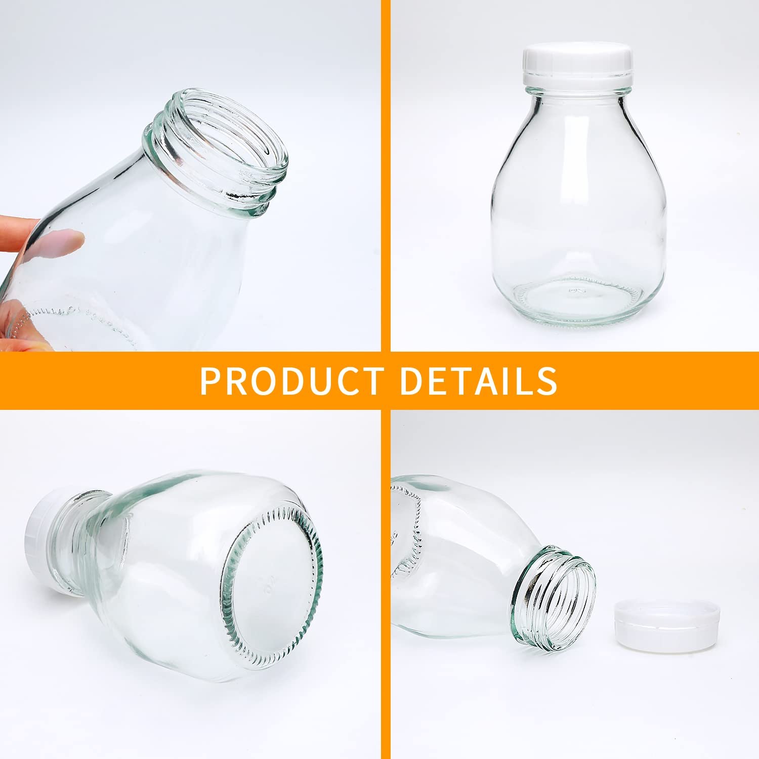 Wholesale Square 50ML 500ML 1000ML Empty Milk Fruit Juice Drink Mini Glass Bottles For Water With White Tamper Proof Cap