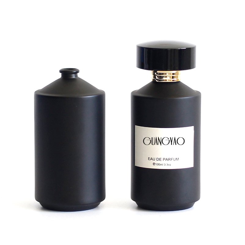 Custom luxury 100ml glass perfume bottle high end matte black parfum bottle with dome cap