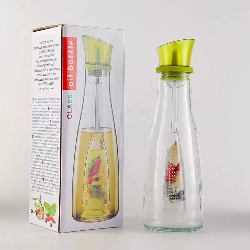 Kitchen seasoning glass storage bottle sealed moisture-proof Glass Oil Bottle with infuser