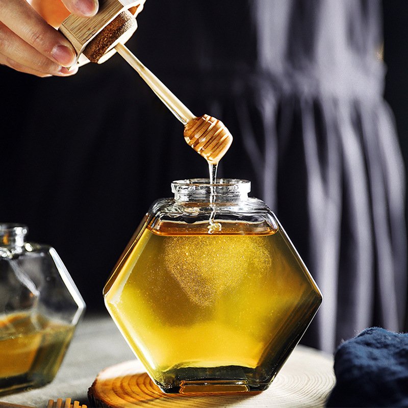 Cheap Custom Large Capacity Clear Glass Jar Honey Bottle