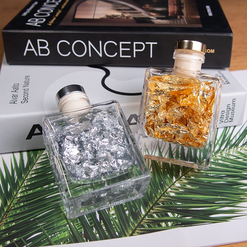 Gold And Silver Foil Decorative Non-Alcoholic Home Decor Scented Reed Diffuser Air Fresh Glass Bottle