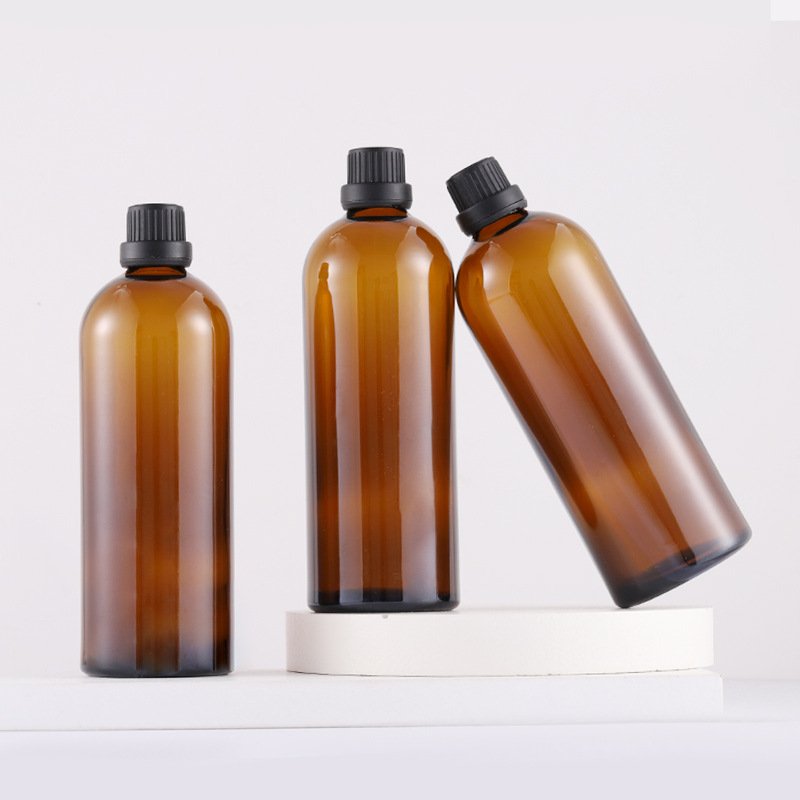 Large 8oz 16oz 200ml Amber Brown Pharmaceutical Boston Round Trigger Spray Glass Bottles For Essential Oils
