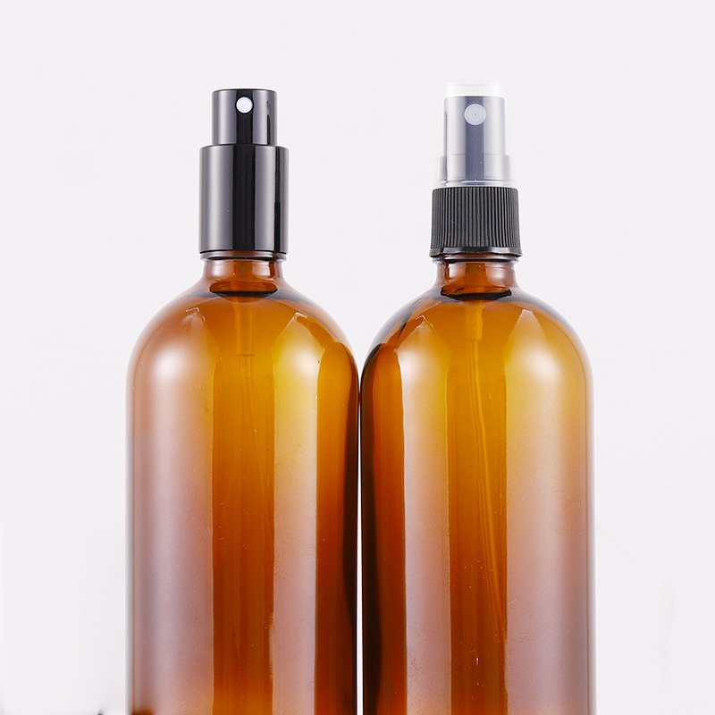 Large 8oz 16oz 200ml Amber Brown Pharmaceutical Boston Round Trigger Spray Glass Bottles For Essential Oils