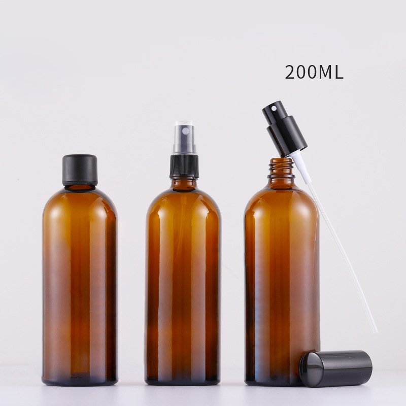 Large 8oz 16oz 200ml Amber Brown Pharmaceutical Boston Round Trigger Spray Glass Bottles For Essential Oils