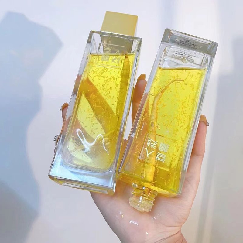 Wholesale new design 200ml clear square cosmetic packaging glass empty bottle for Korean skincare hair perfume essence olive oil