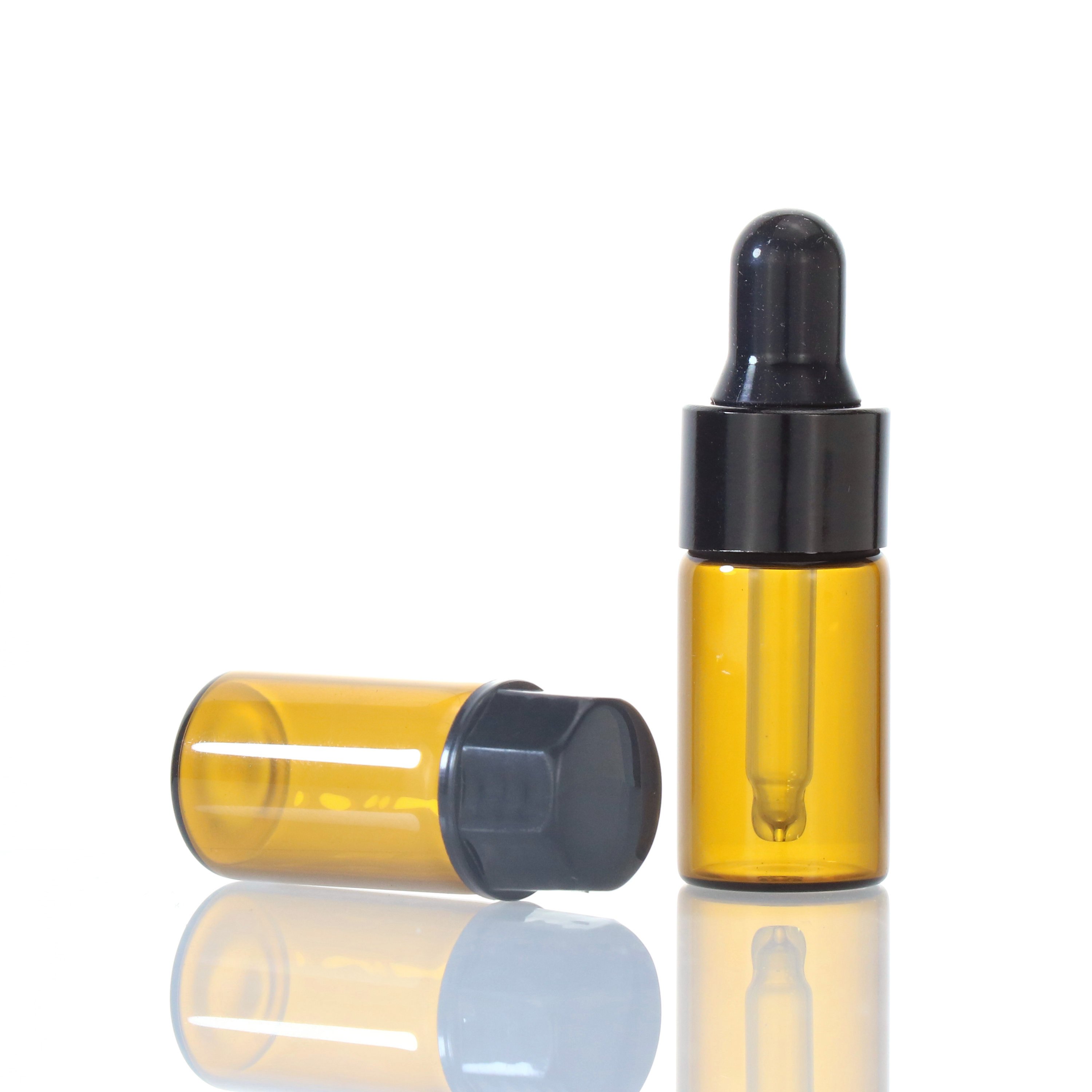 Small glass bottles vials 1ml 2ml 3ml 5ml 10ml amber blue glass dropper bottle for essential oil
