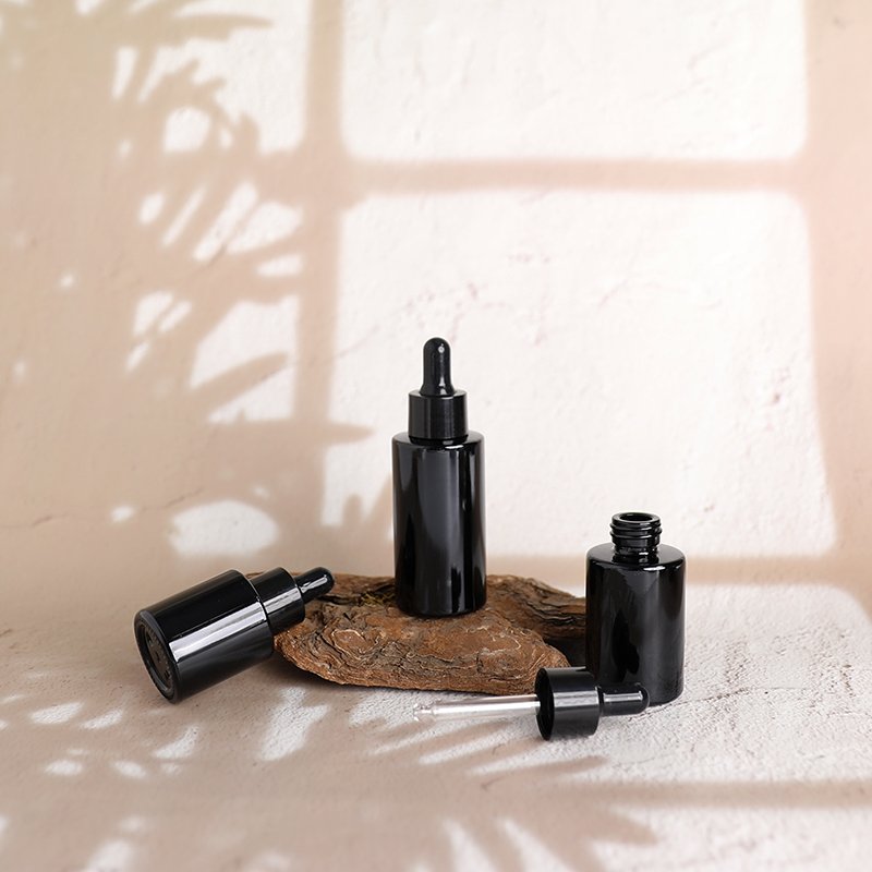 Factory custom 40ml 30ml 20ml dropper glass bottle black oil bottle skincare packaging bottle
